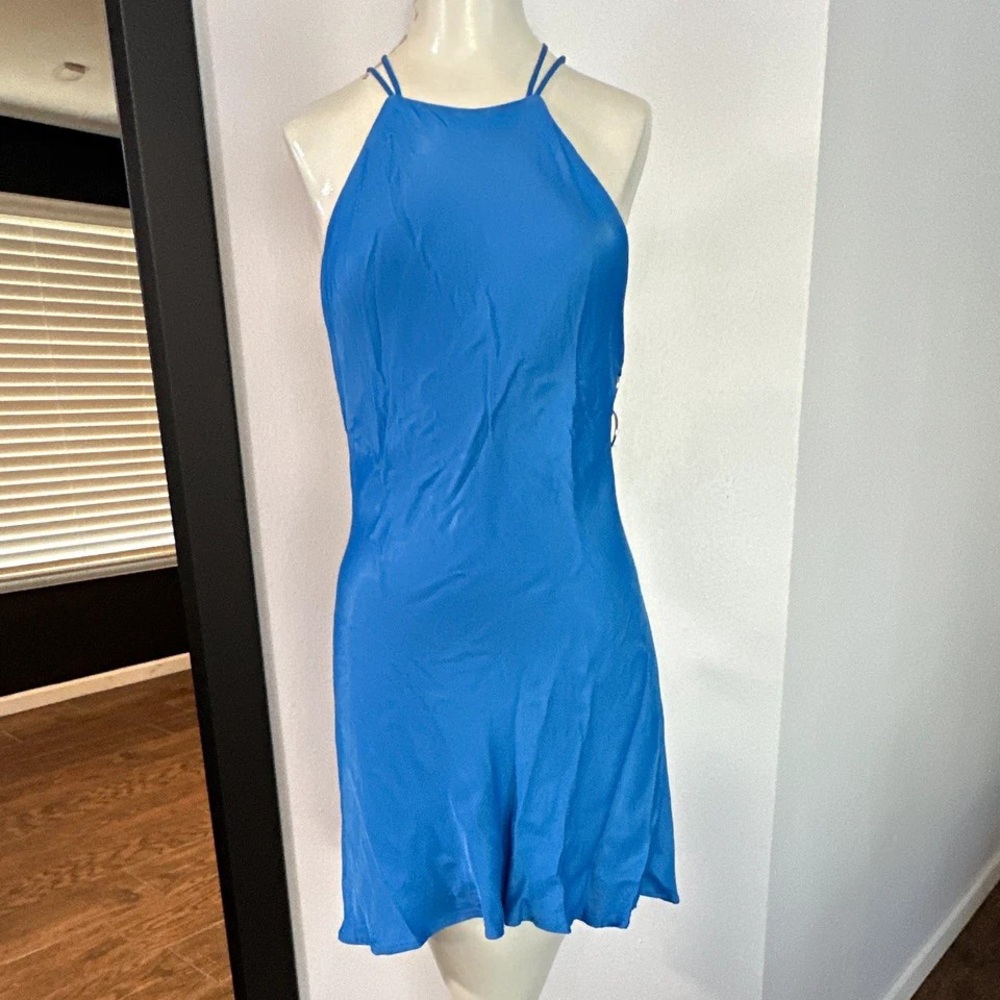 Zara Bright Blue Halter Mini Dress